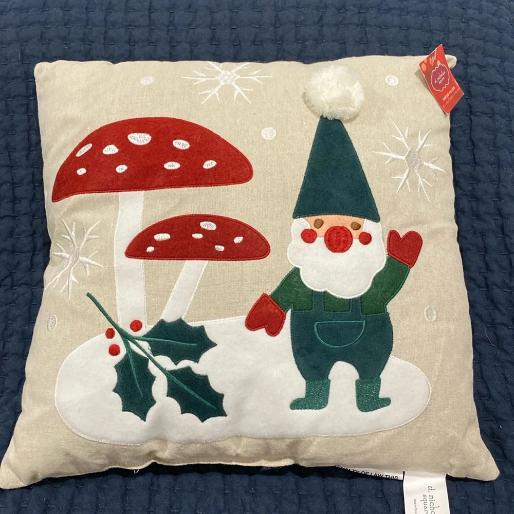 NWT St. Nicholas Square Holiday Gnome Throw Pillow